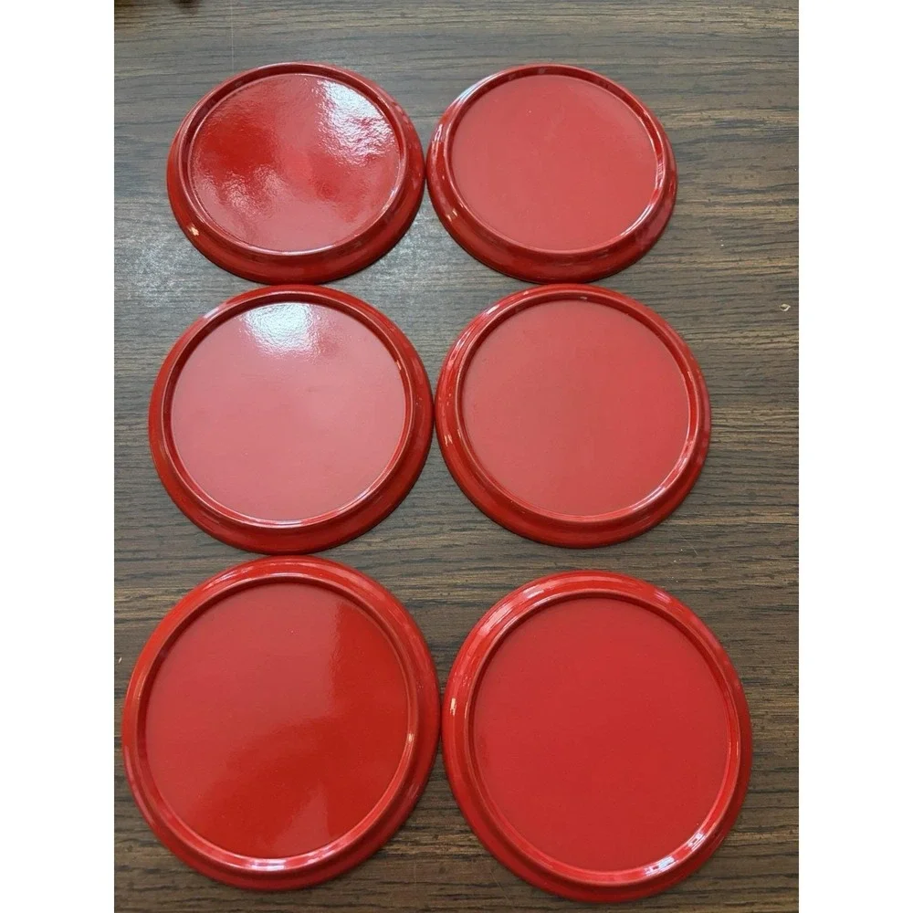 Vintage 1960s-70s Christmas Coasters Red Gold Horse Carriage Elegant